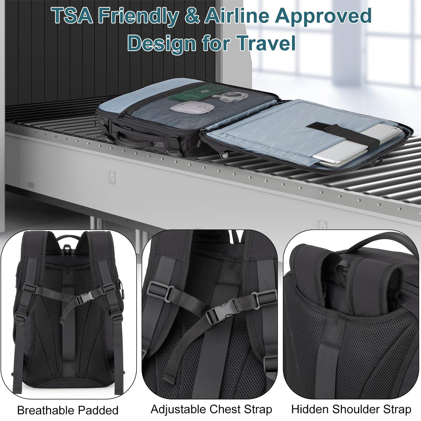 Tzowla 40x30x20 cm Travel Bag with Large Cup Holder Pocket,Personal Item Expandable Rackpack for Men/Women,Laptop Backpacks Carry On Flight Approved,Business Weekender Bags Fit 15.6 Inch Laptop