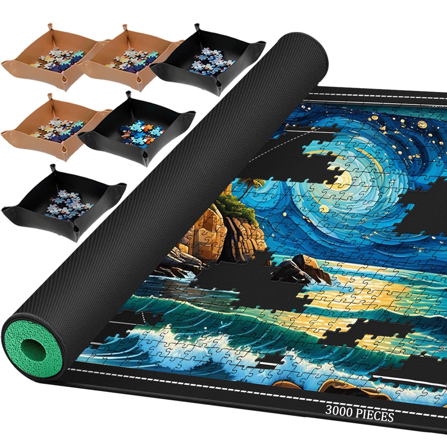 Rubber Jigsaw Puzzle Mat Roll Up 3000 2000 1500 1000 Pieces Folder Sorting Trays Saver Adults Portable Tapis Casse-Tête Morceaux Glue Sheets Sorter Game Mat Board Table Frame Gift
