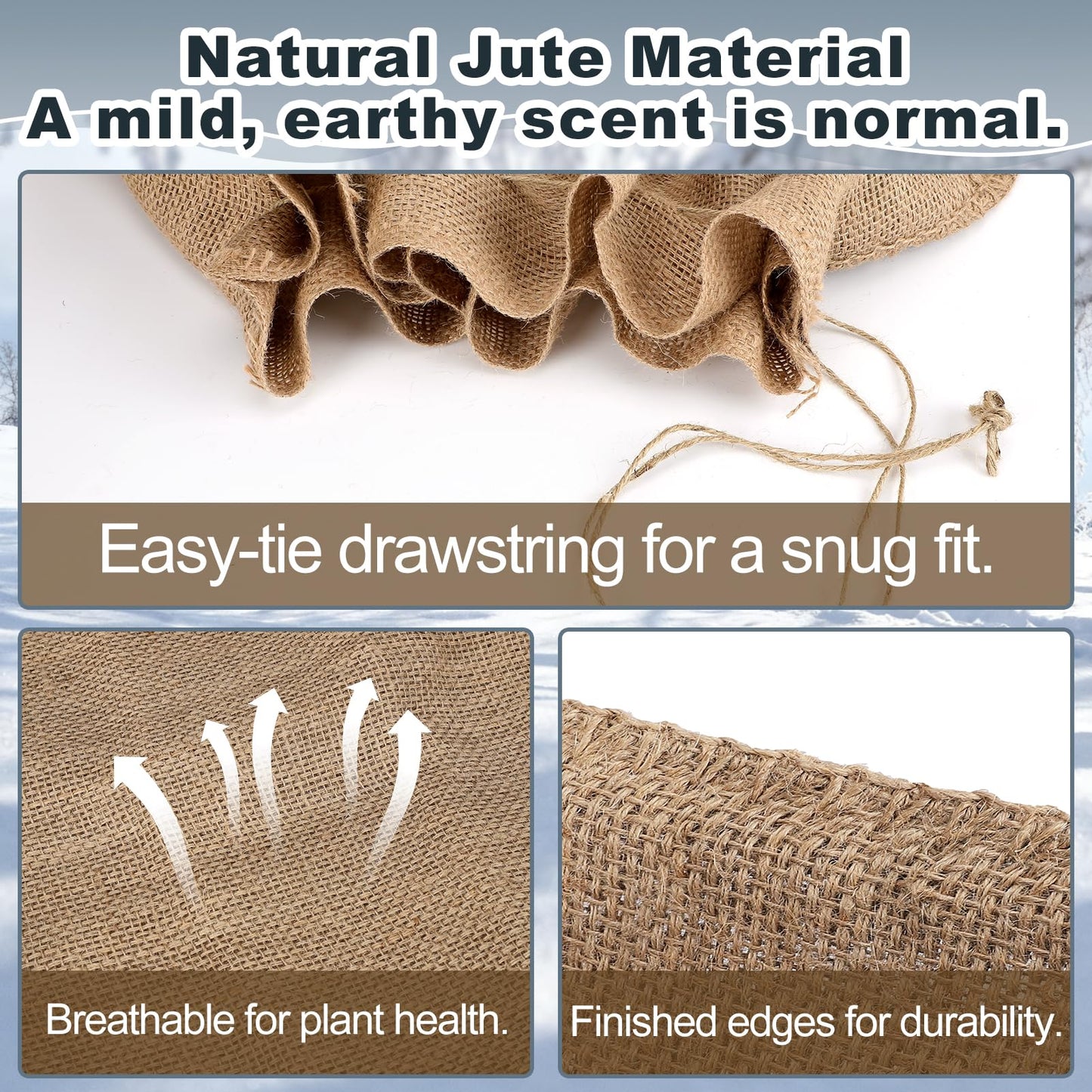 ANPHSIN Burlap Plant Covers Freeze Protection for Patio Winterizing - 2pcs 24"×40" Winter Frost Protector with Drawstring, Reusable Tree Freeze Blanket for Garden Bushes