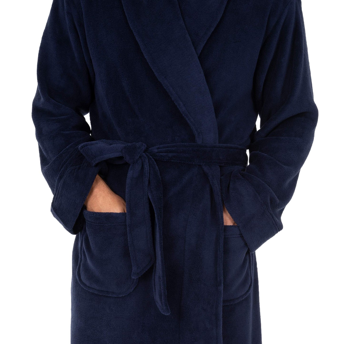 IZOD Men's Comfort-Soft Fleece Robe, Navy, XX-Large-3X-Large