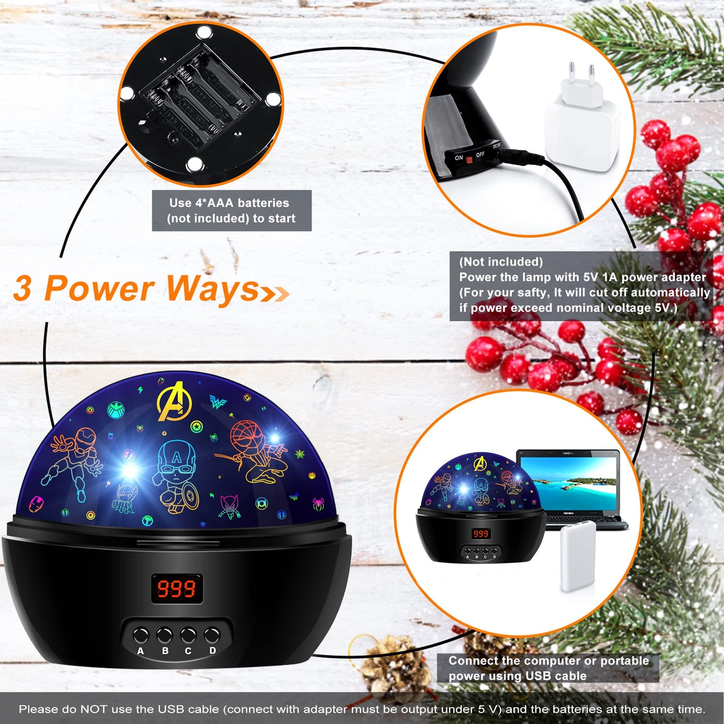 Kid Light Projector Superhero Toys for Boys 5-7 Avengers Night Light Projector with Timer for Kids Room, 360 Degree Rotation Toddler Night Lights Star Projector