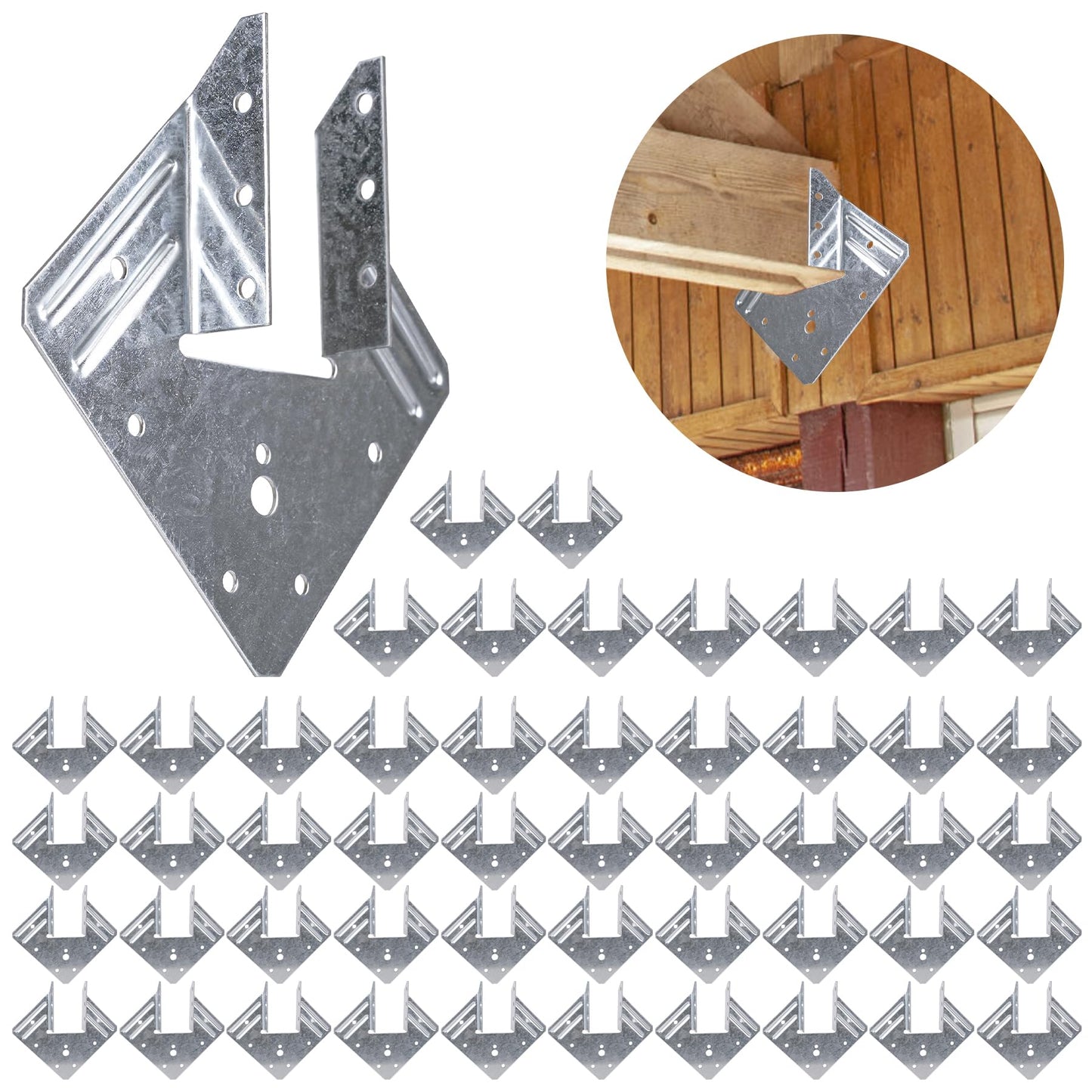 Hurricane Ties for Rafters 24 Pack, 18-Gauge Hurricane Roof Straps for Shed, Heavy Duty Galvanized Rafter Ties, Hurricane Wood Clips Rafter Brackets Joist Brackets