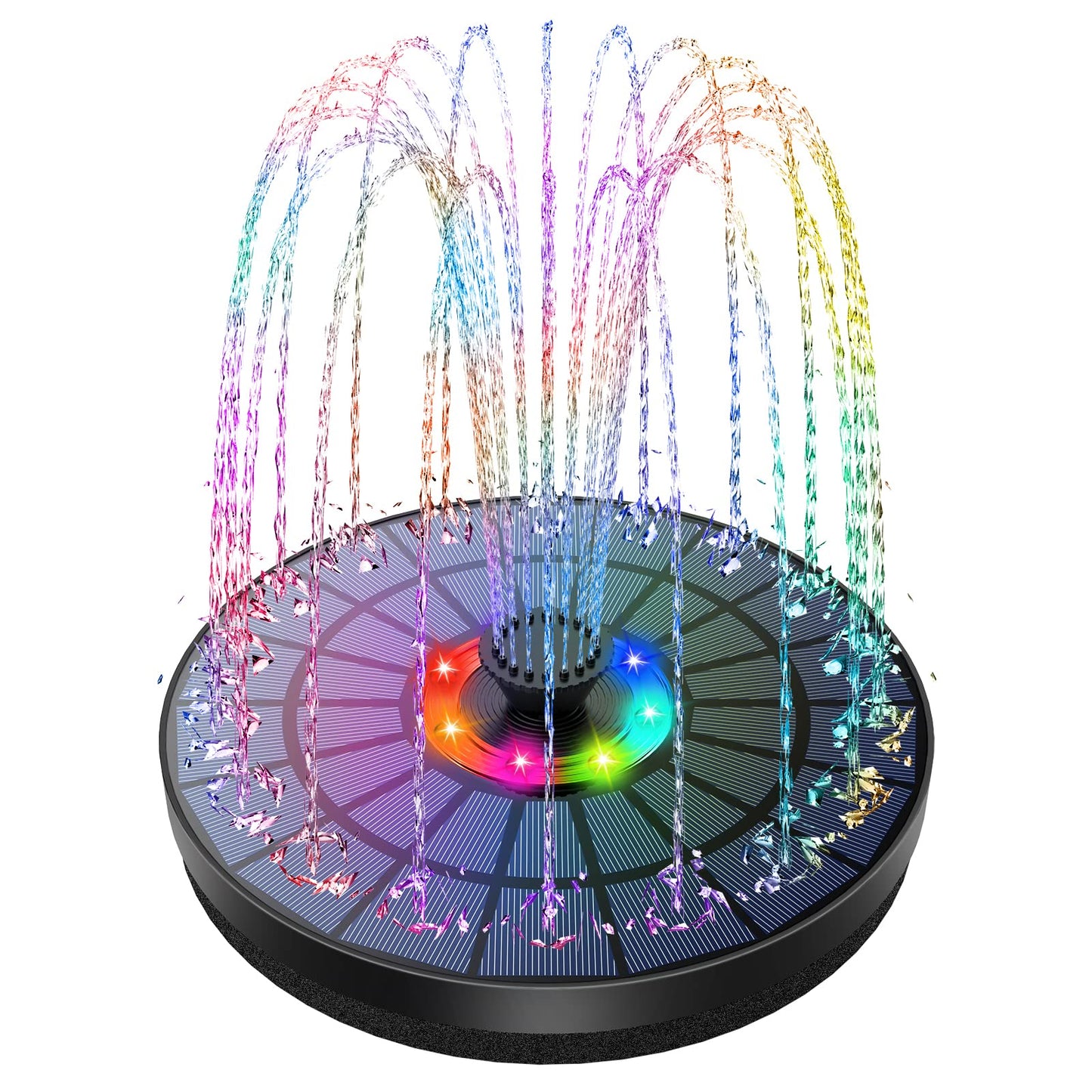 AISITIN 5.5W LED Solar Fountain Pump Upgraded Solar Bird Bath Fountain Diameter 8.27inch Solar Water Fountain with 7 Nozzles Solar Powered Fountain Pump for Bird Bath, Garden, Fish Tank, Patio, Pond