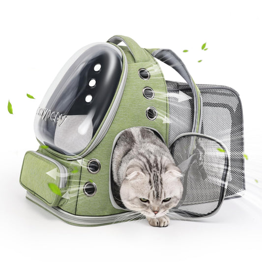 Cawypety Expandable Cat Backpack,Cat Bubble Backpack Carrier for Carrying Cats, Pets and Small Dogs,Airline-Approved,Designed for Travel, Hiking, Walking,Car