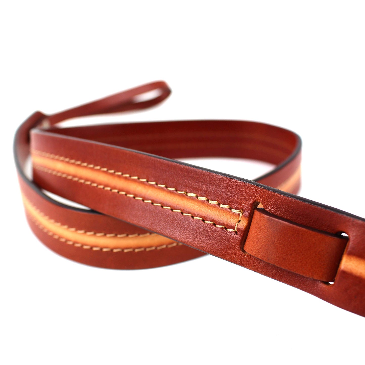 Walker And Williams M-11 Retro Chestnut & Tan Grain Leather Mandolin, Mandola, Bouzouki or Uke Strap