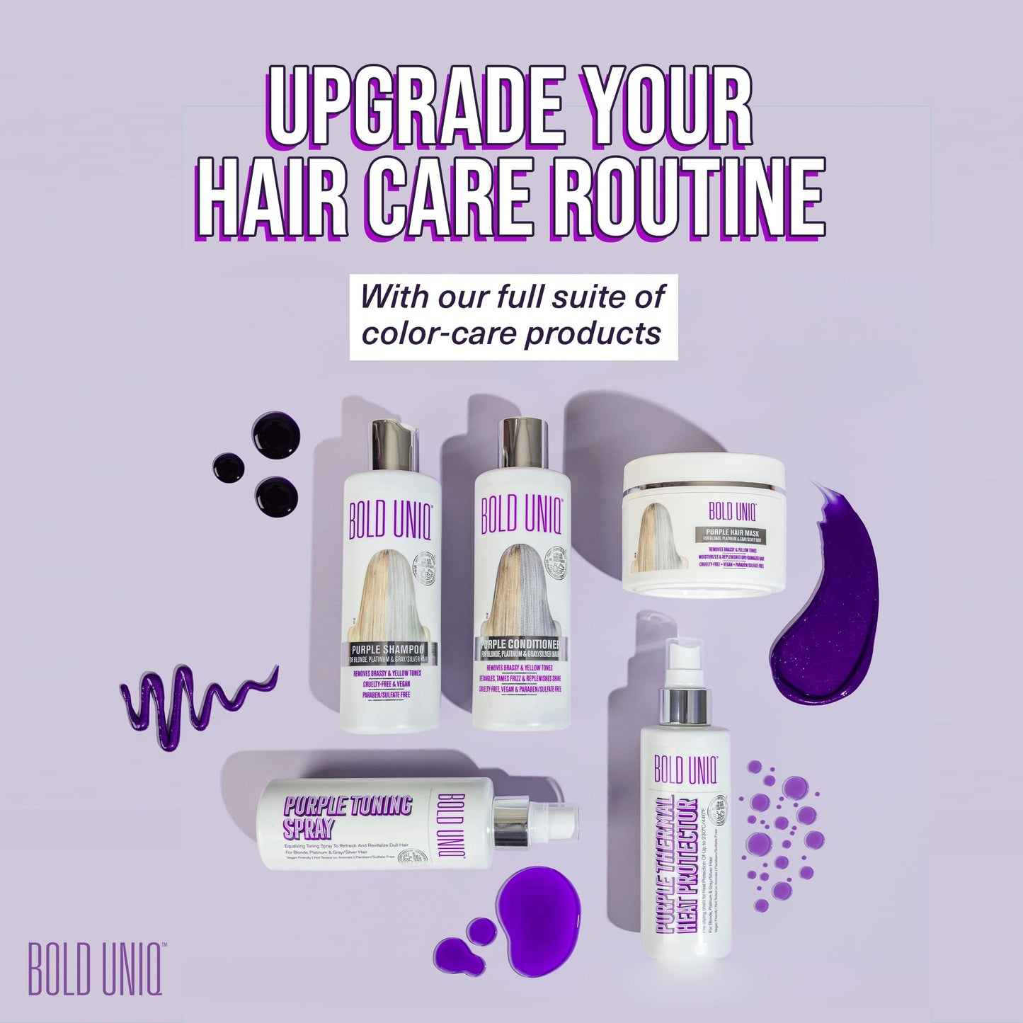 BOLD UNIQ Purple Hair Mask for Blonde, Platinum, Silver Hair - Banish Yellow Hues: Blue Masque to Reduce Brassiness and Condition Dry, Damaged Hair - Sulfate-Free Toner - 200ml