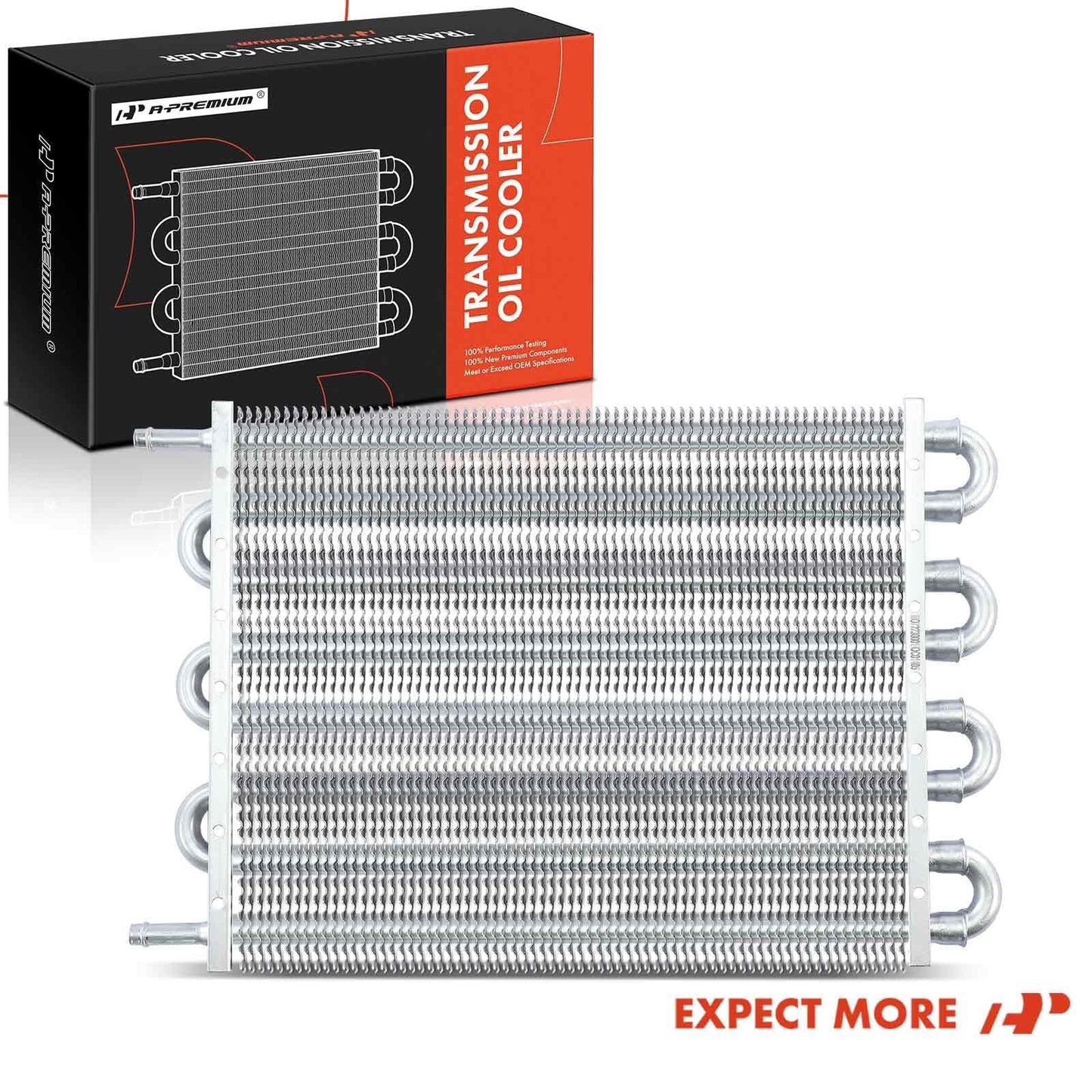 A-Premium Transmission Oil Cooler, Universal Aluminium 8 Pass Tube and Fin, Oil Cooler Kit with Hose Mounting Kit