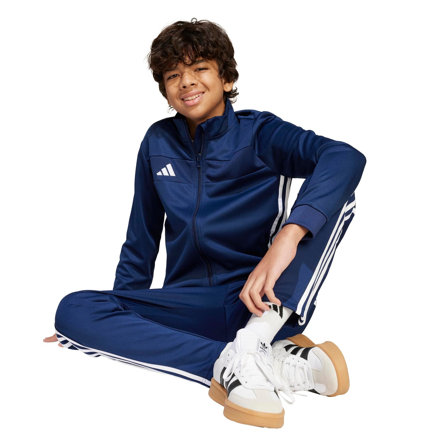 adidas Unisex-Kids Tiro 25 Essentials Training Jacket, Team Navy Blue/White, Medium