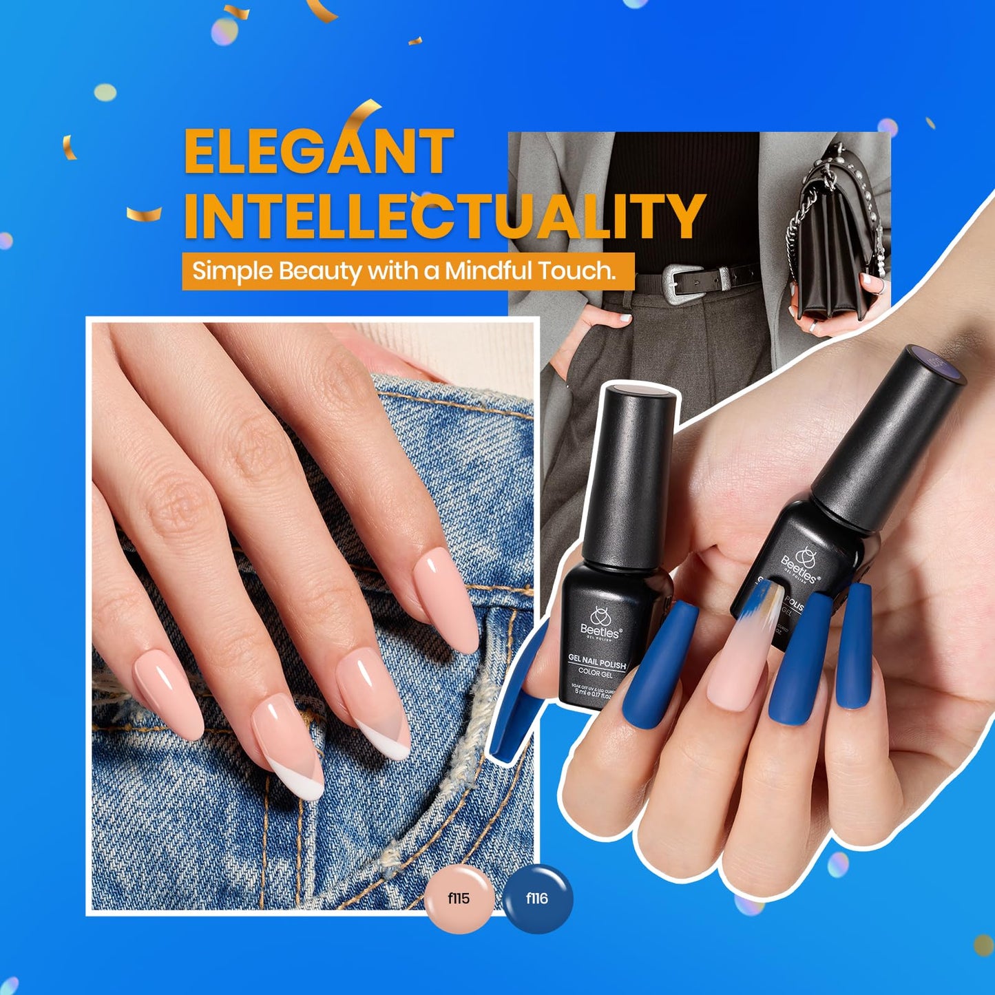 Beetles Gel Nail Polish Set, 69 PCS 60 Colors Spring Gel Nail Polish Kit Neno Pastel Jelly Glitter Nude Pink White Red Blue Green Brown Base Coat Glossy Matte Top Coat Gel Gift for Women