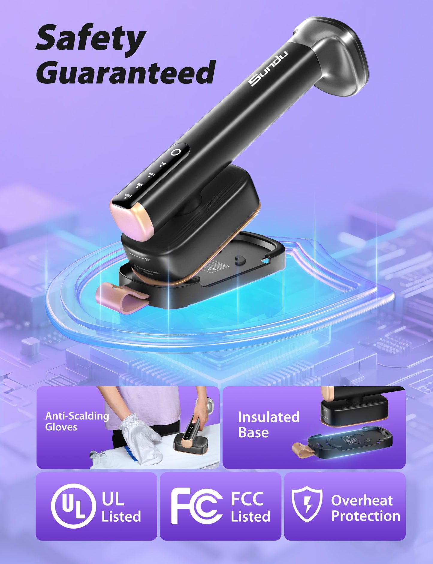 Steamer for Clothes Portable Handheld Garment Steamer,15s Fast Heat-up,180ml Tank,Steamer Ironing Gloves,35 Minutes of Continuous Ironing for Travel and Home(Black)