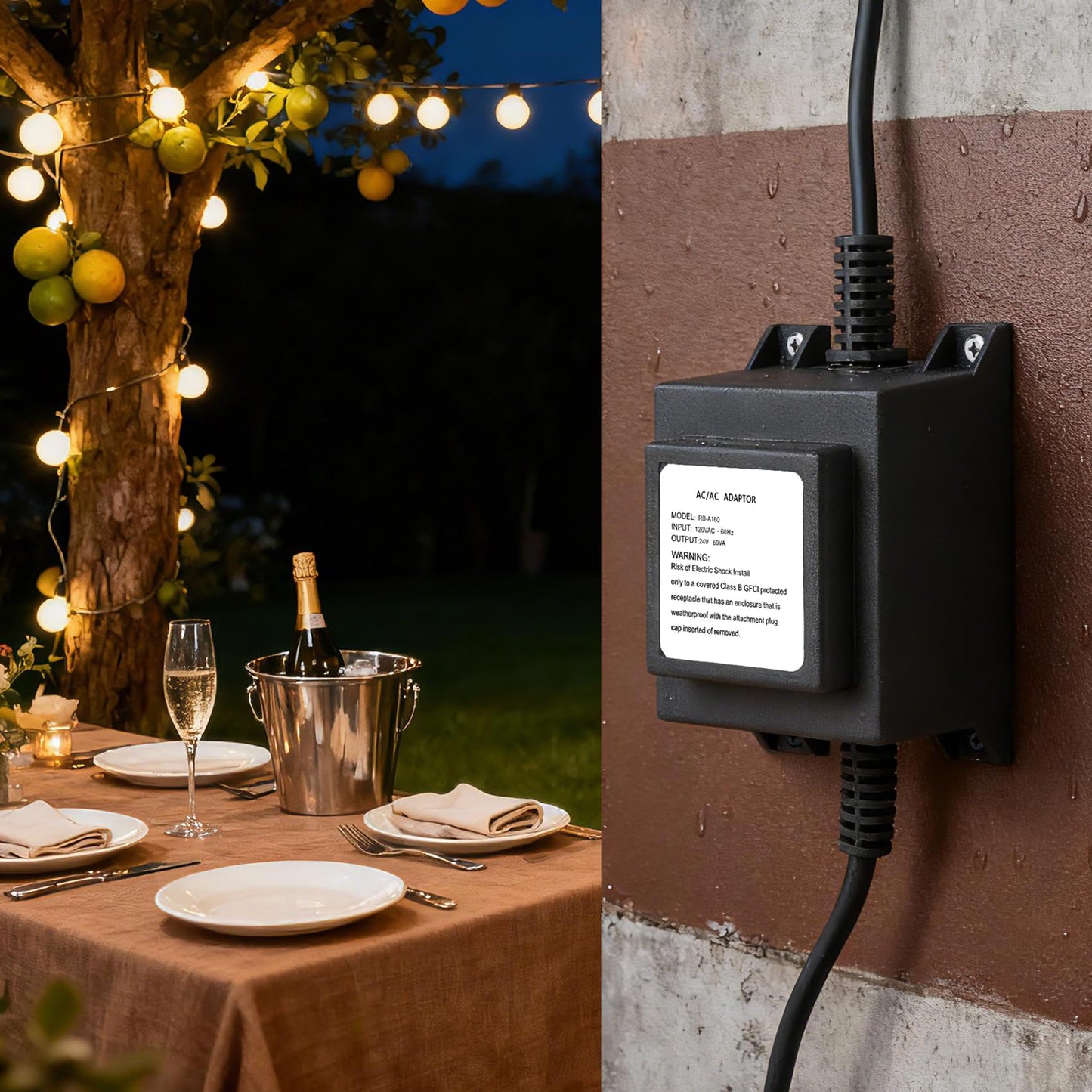 only fire Outdoor Landscape Transformer 110/120V to AC 24V/2.5A, 60-Watt Waterproof Power Supply Converter for LED Landscape Lighting, Grills, Spotlight, Pathway Light，Swimming Pool Light, Water Pump