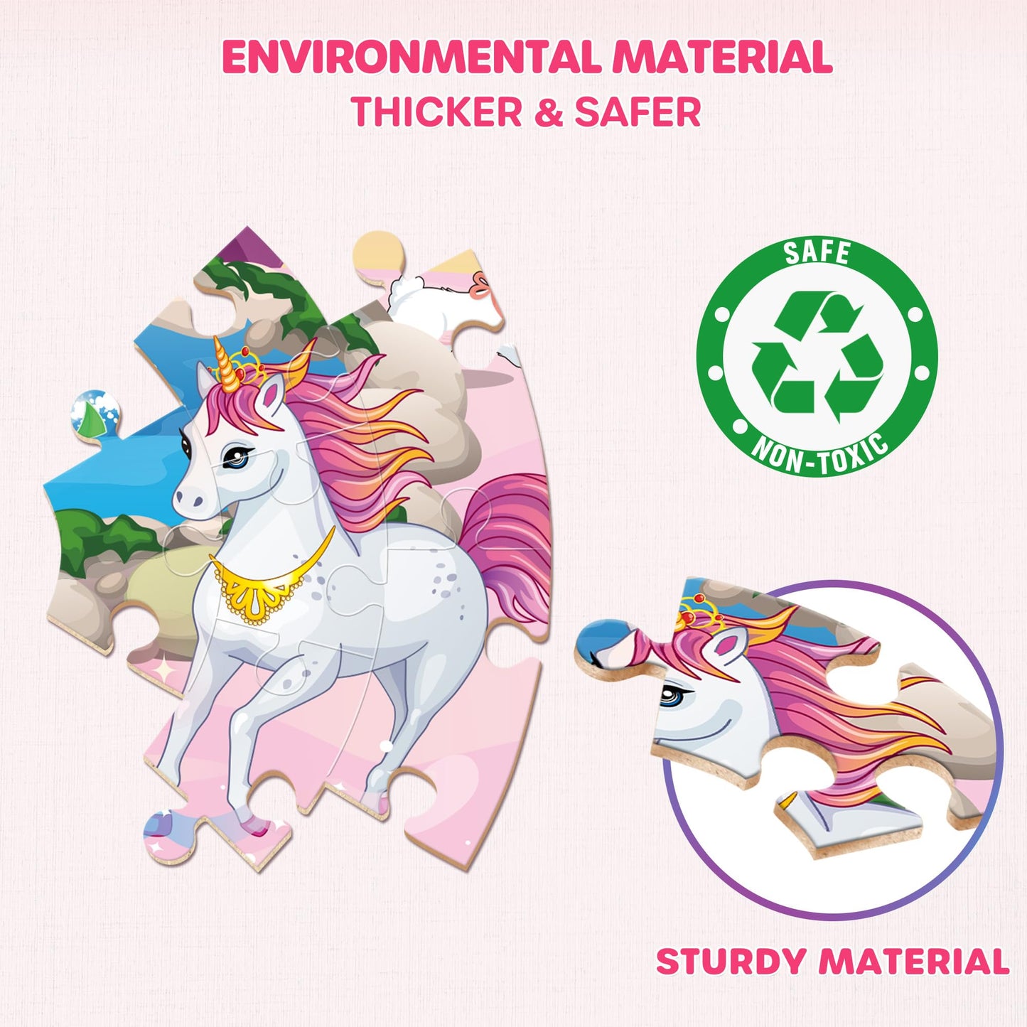 SYNARRY Floor Puzzles for Kids Ages 4-6, Large 70 Piece Unicorn Princess Fairy Puzzles for Kids 3-5, Girls Puzzles for Kids 4-8 Years Old, Preschool Toys for 3 4 5 6 7 8 Years Old Girls