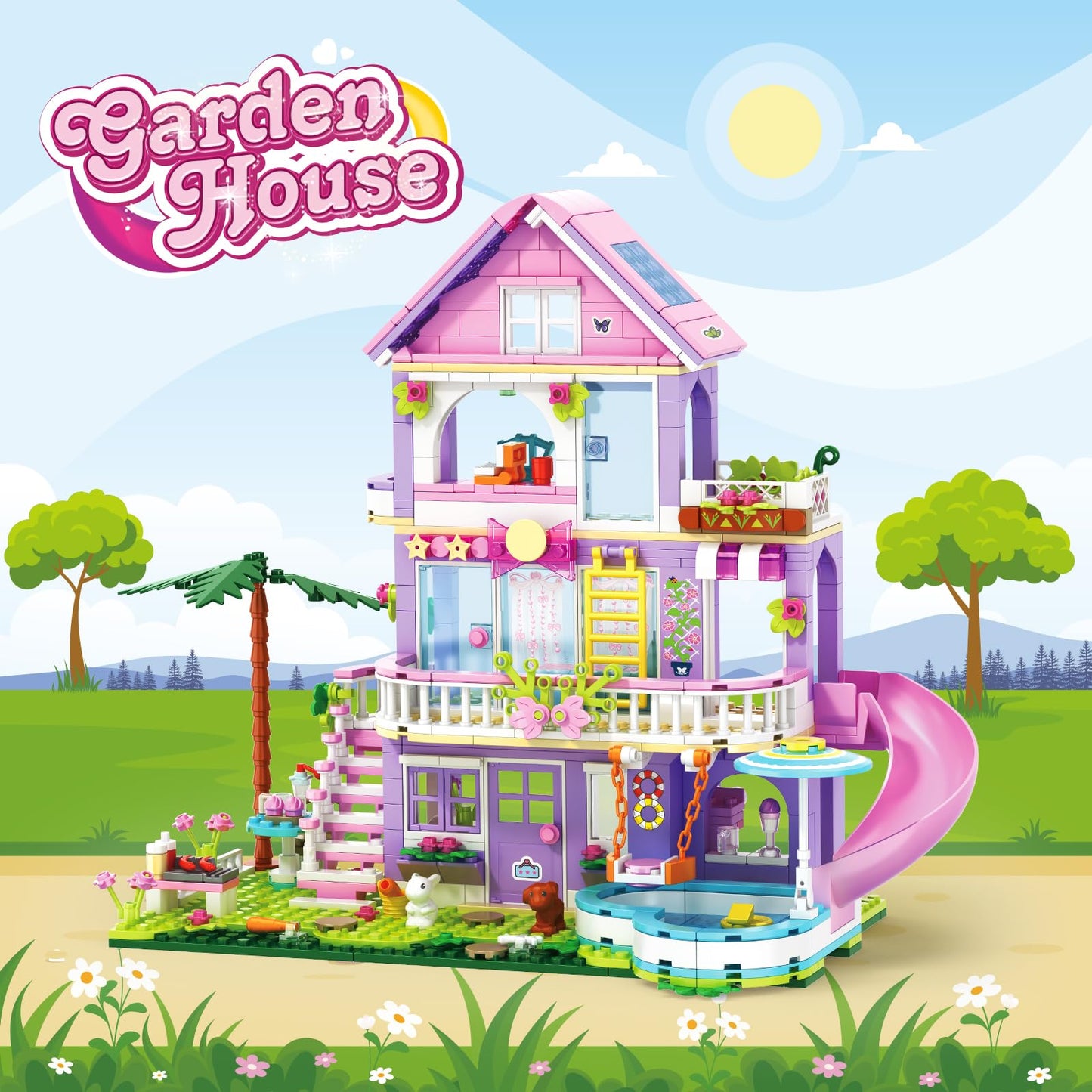 Sitodier Girls Building Blocks Set Toy,689Pcs Garden Villa House Building Set for Girl 6-12 and 8-14,Holidays Cattage Building Toy Nice Xmas Birthday Gift for 6 7 8 9 10 11 12 13 14Years Kids Girls
