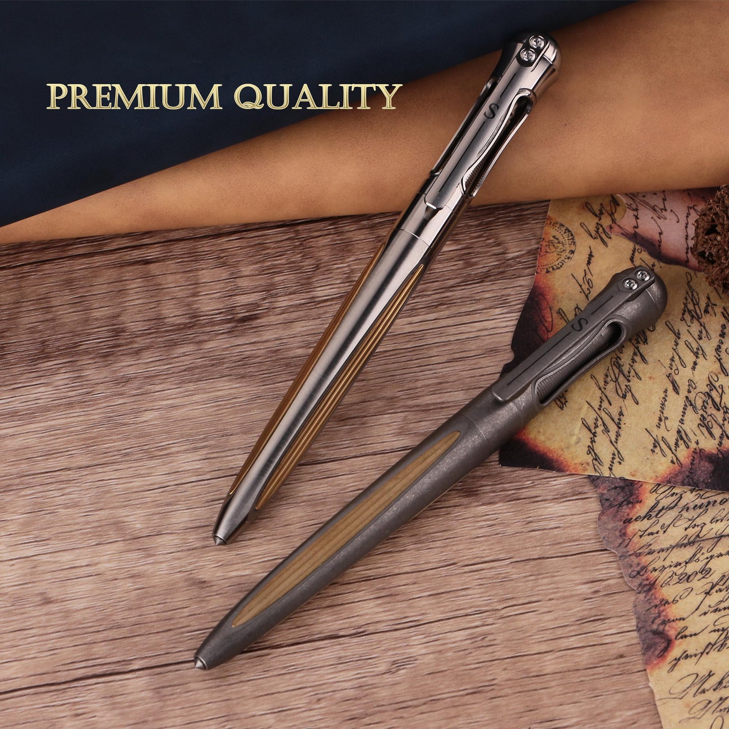 SMOOTHERPRO Titanium Ballpoint Pen Compatible with Parker Refill for EDC Men Women Business Signature Writing Journaling Gift Color Stone Wash Gray(TA02)