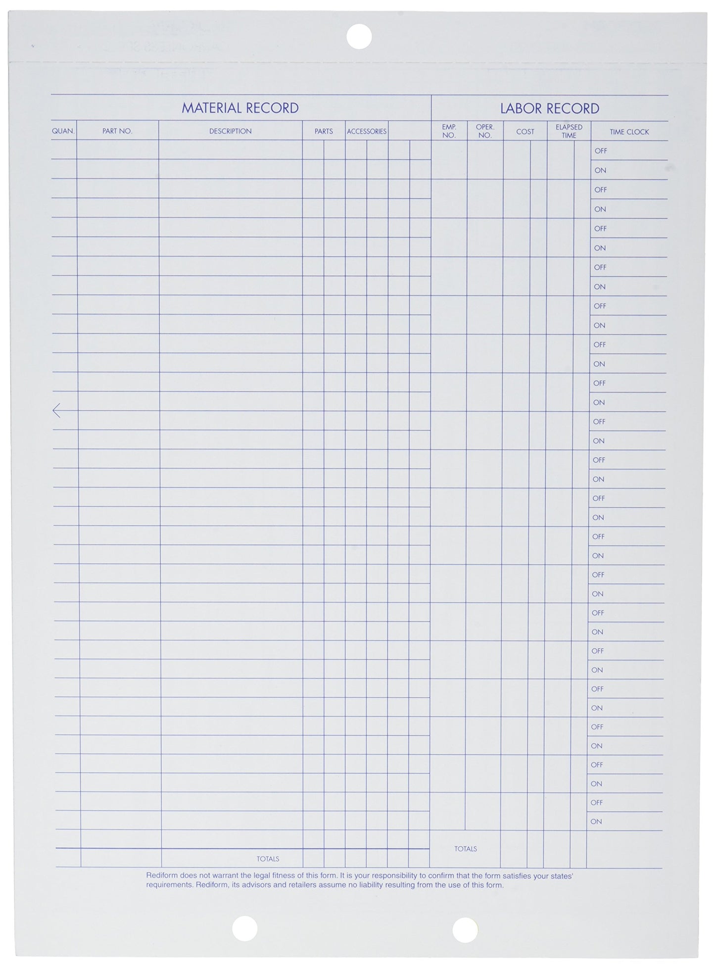 Rediform Auto Repair Polypack, Carbonless, 3 Part, 8.5 x 11 Inches, 50 Forms (4P487)