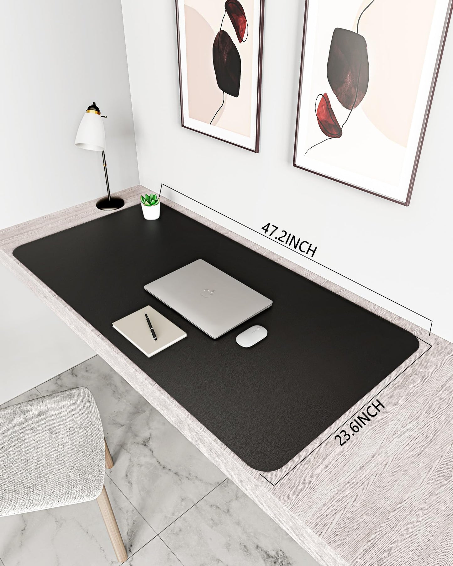 YSAGi Non-Slip Desk Pad,Mouse Pad,Waterproof PVC Leather Desk Table Protector,Ultra Thin Large Desk Blotter, Easy Clean Laptop Desk Writing Mat for Office Work(Black, 47.2" x 23.6")