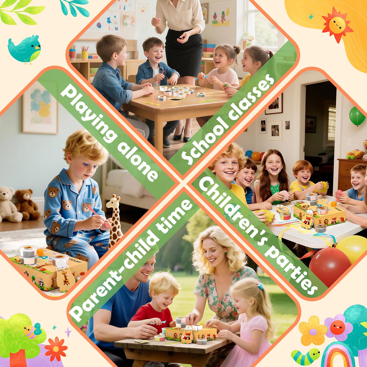 Air Dry Clay Kit - Animal Theme, Modeling Clay for Kids, DIY Model Magic clay with Sculpting Tools and Tutorials, 12 Boxes Molding Clay, Ultra Light, Soft & Non-Sticky, Arts and Crafts Gift for Kids.