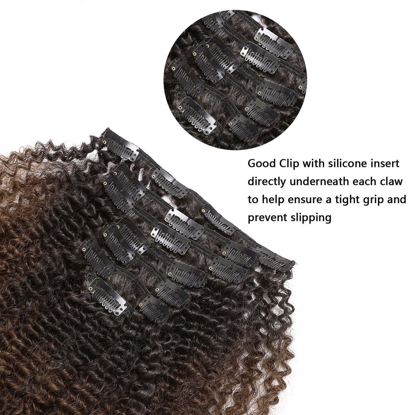 LacerHair Curly Clip in Remy Human Hair Extensions Afro Kinky Curly Clip ins 4B 4C 100% Natural Black Hair Extensions For Black Women with 17 Clips 120G Full Head10 inchT#1B/4 AC
