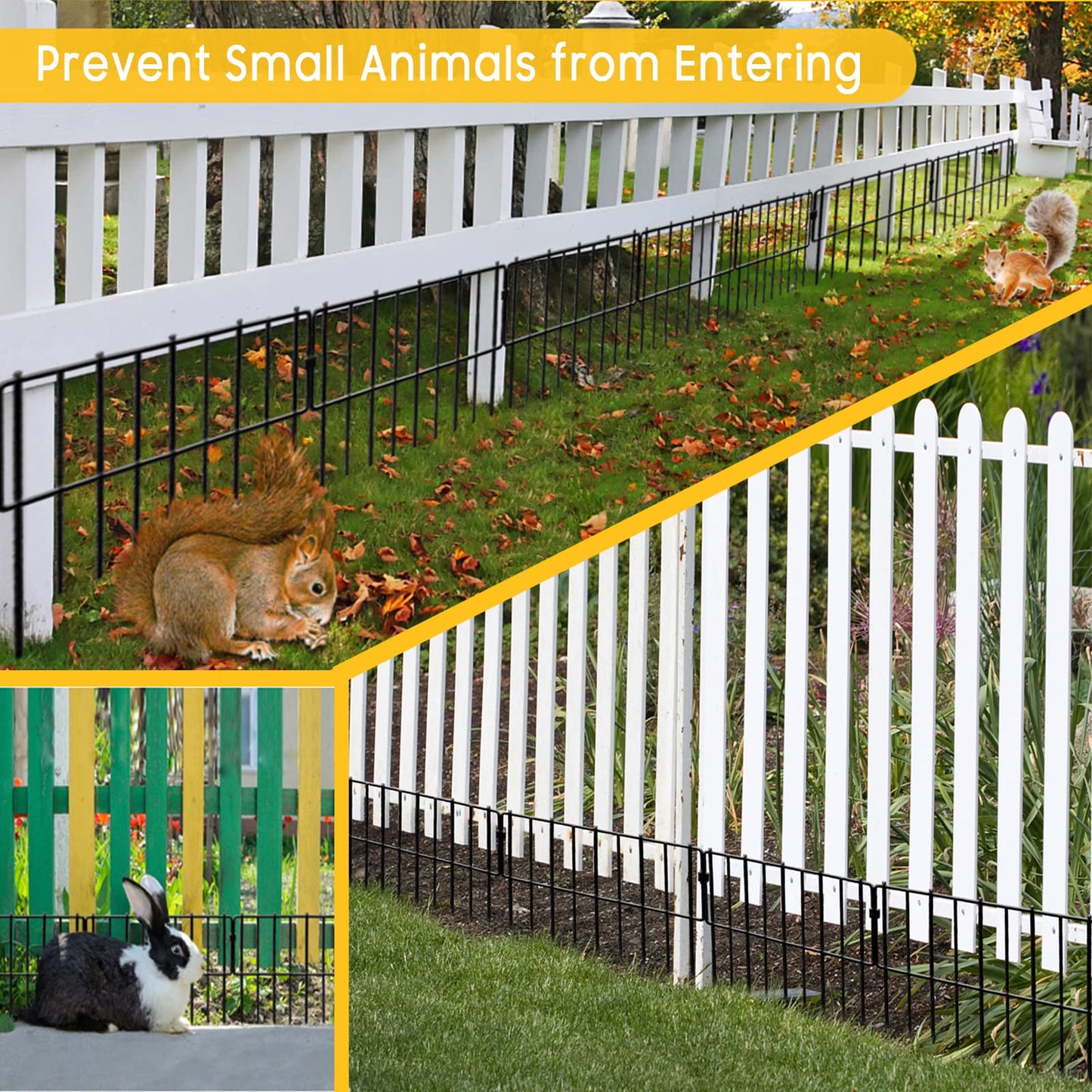 Blingluck Animal Barrier Fence, 19 Pcs 12In(H) x 20.5Ft(L) Upgrade 1.26 in gap Decorative Fences No Dig Fence for Rabbit and Dog, Rustproof Metal Wire Garden Fence Border for Garden Patio Landscaping