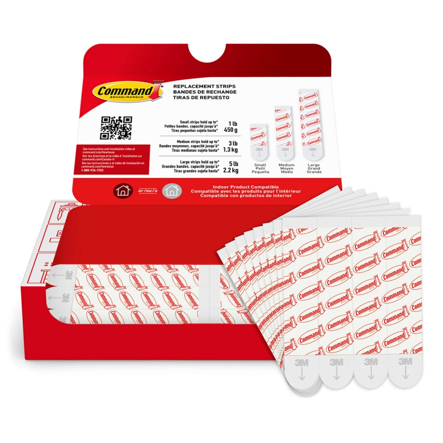 Command Large Refill Adhesive Strips, Damage Free Hanging Wall Adhesive for Large Indoor Wall Hooks, No Tools Removable Adhesives for Living Spaces, 20 White Command Strips