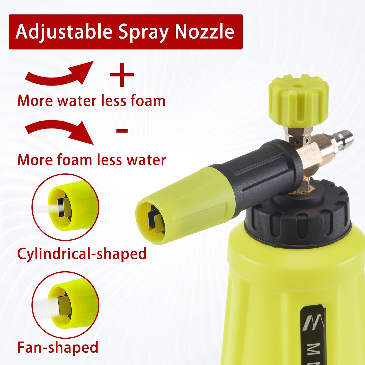 M MINGLE High Pressure Washer Gun Snow Foam Lance, 4000 PSI Cannon Foam Blaster Power Washer with1/4 Quick Connector, Car Wash Foam Cannon Kit with 5 Pressure Washer Nozzle Tips, 1 Liter