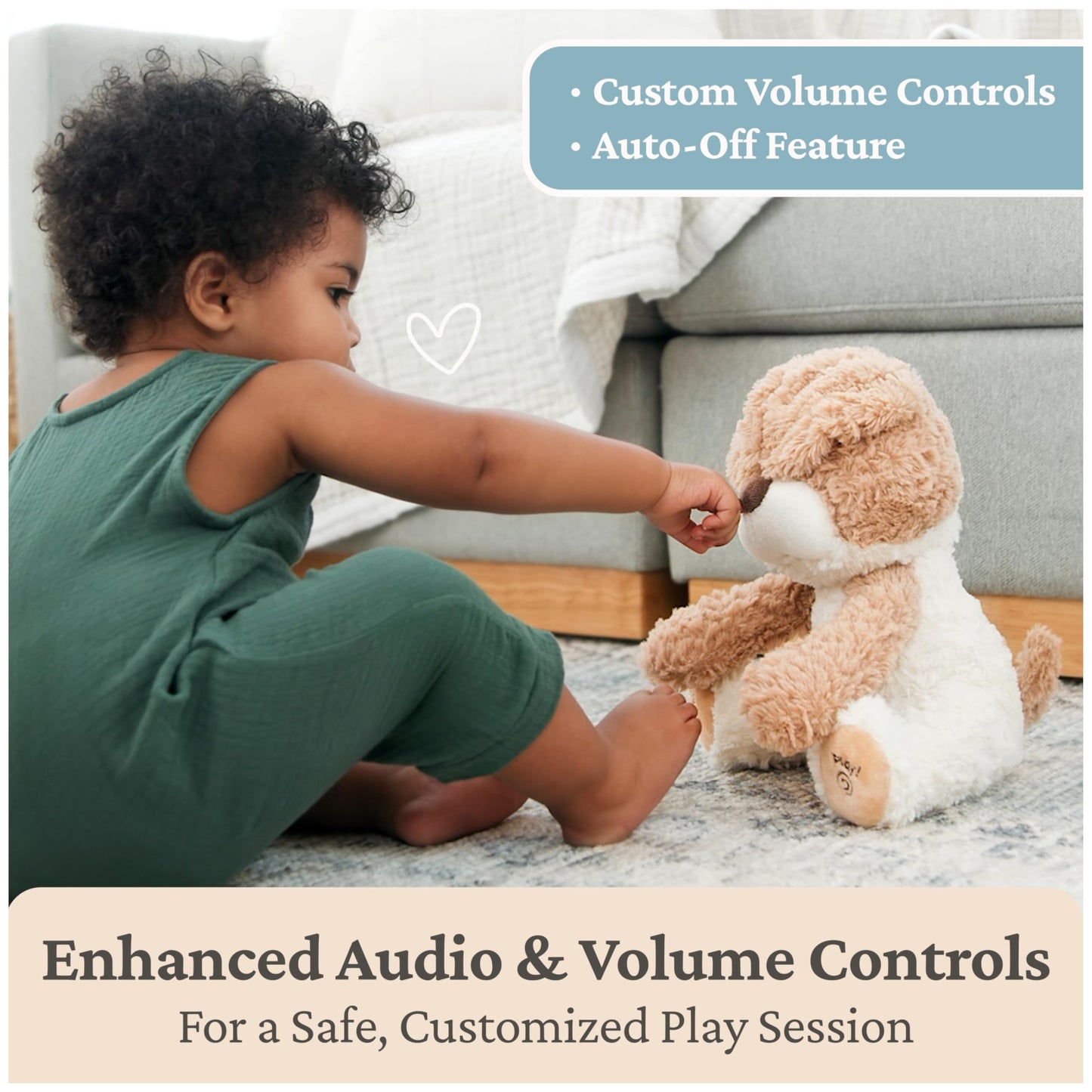 Baby GUND Peeki The Puppy Animated Plush, Singing Stuffed Animal, Sensory Toy for Babies and Toddlers, Plays Peek-a-Boo and Sings, Brown/Cream, 12”