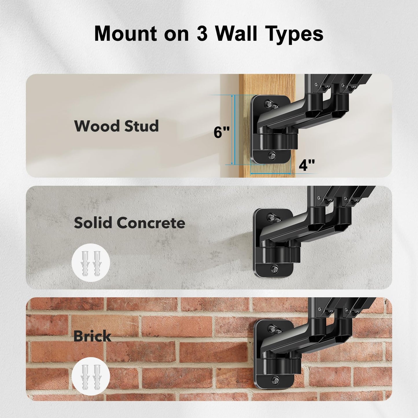 HUANUO Dual Monitor Wall Mount up to 32-inch Screens, Wall Monitor Mount with Design System, Height-Adjustable/Tilt/Swivel/Rotate, Dual Monitor Mount Holds 17.6 lbs, VESA 75 or 100mm