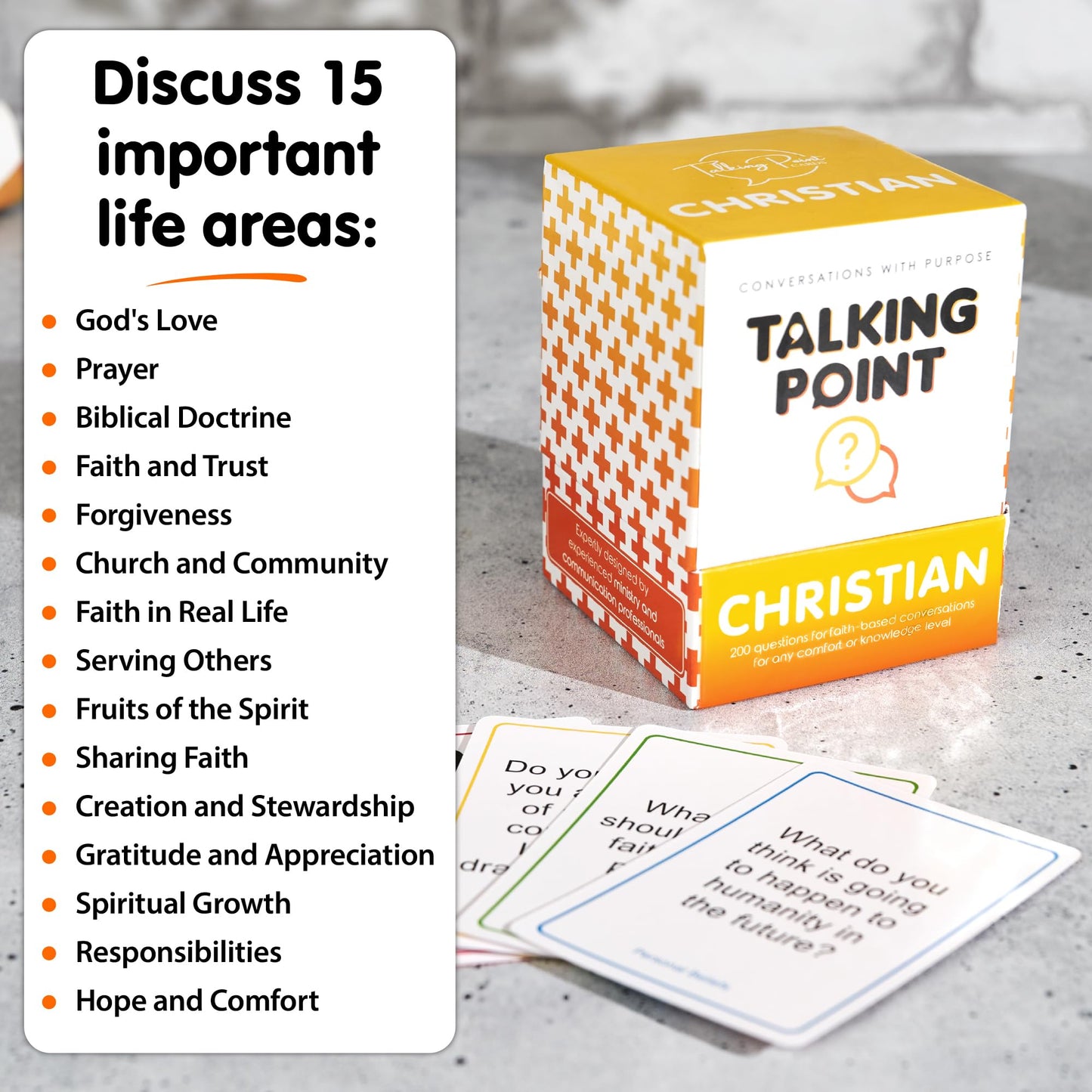 200 Conversation Cards for Christians Game - Explore Your Faith and Have Fun on Family Game Night, Bible Study or Youth Groups - Perfect for Church Groups, Couples Game Night, Easter Gifts