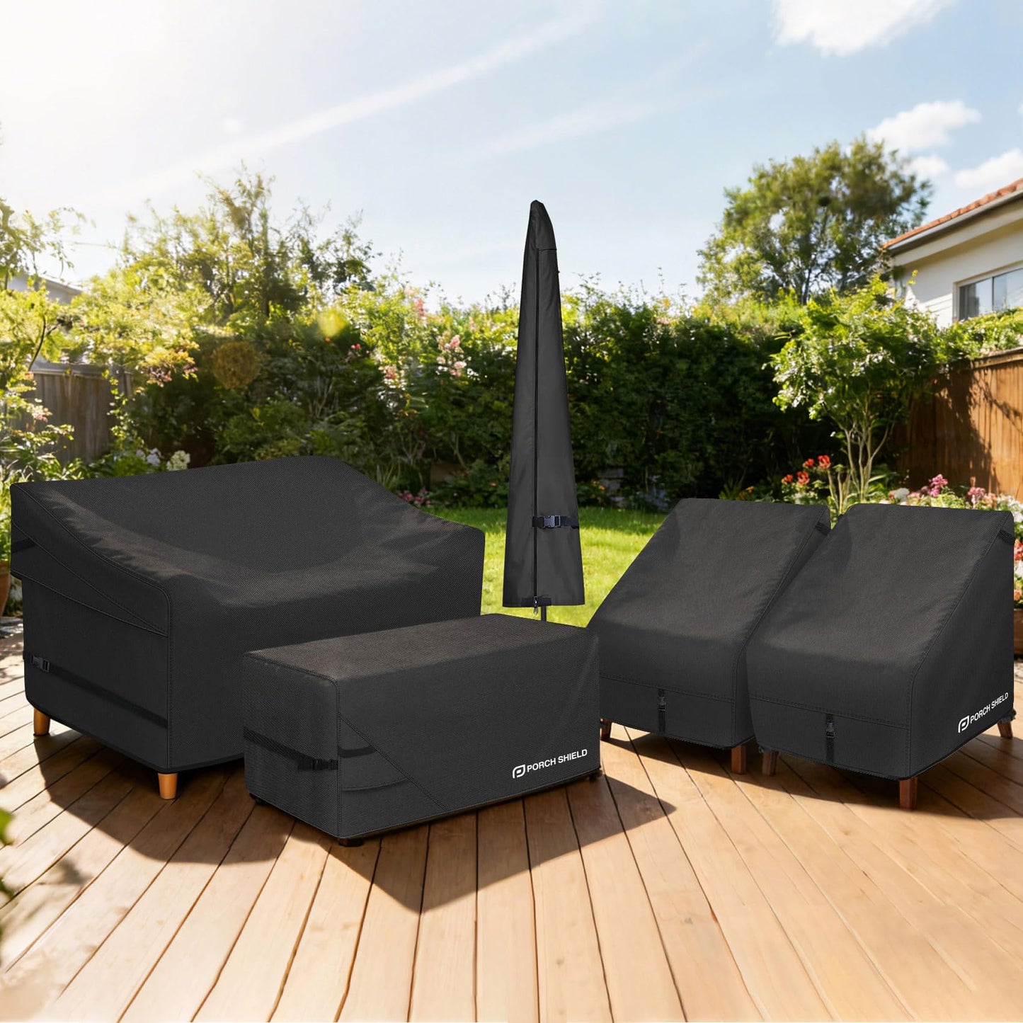 Porch Shield Patio 3-Seater Sofa Cover - Waterproof Outdoor Couch Deep Seat Sofa Cover 86W x 38D x 35H inch, Black