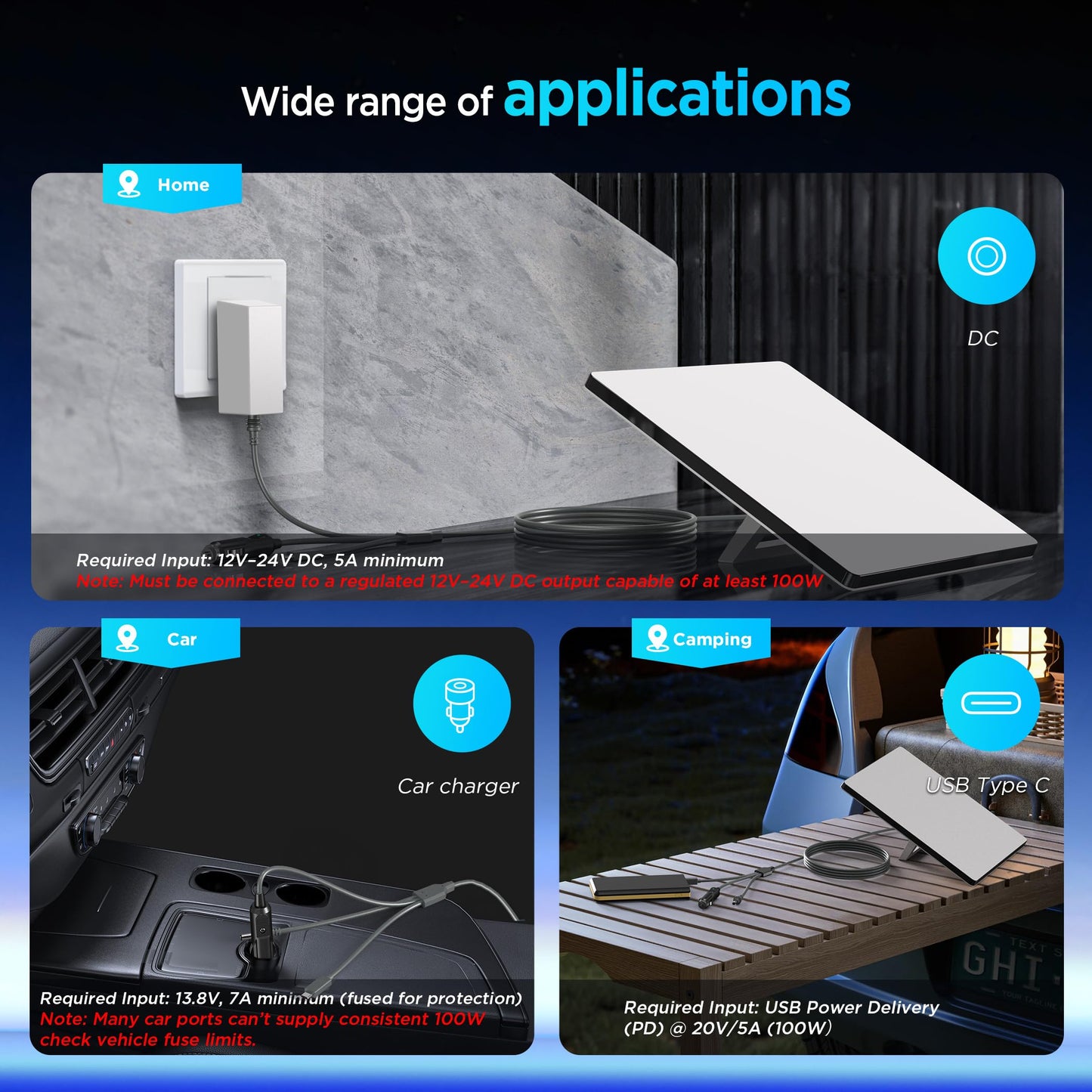 3 in 1 Starlink Mini Cable 10FT/ 3M, High-Speed USB C/Car Charger/DC to DC Replacement Waterproof Extension Starlink Mini Power Cable Accessories