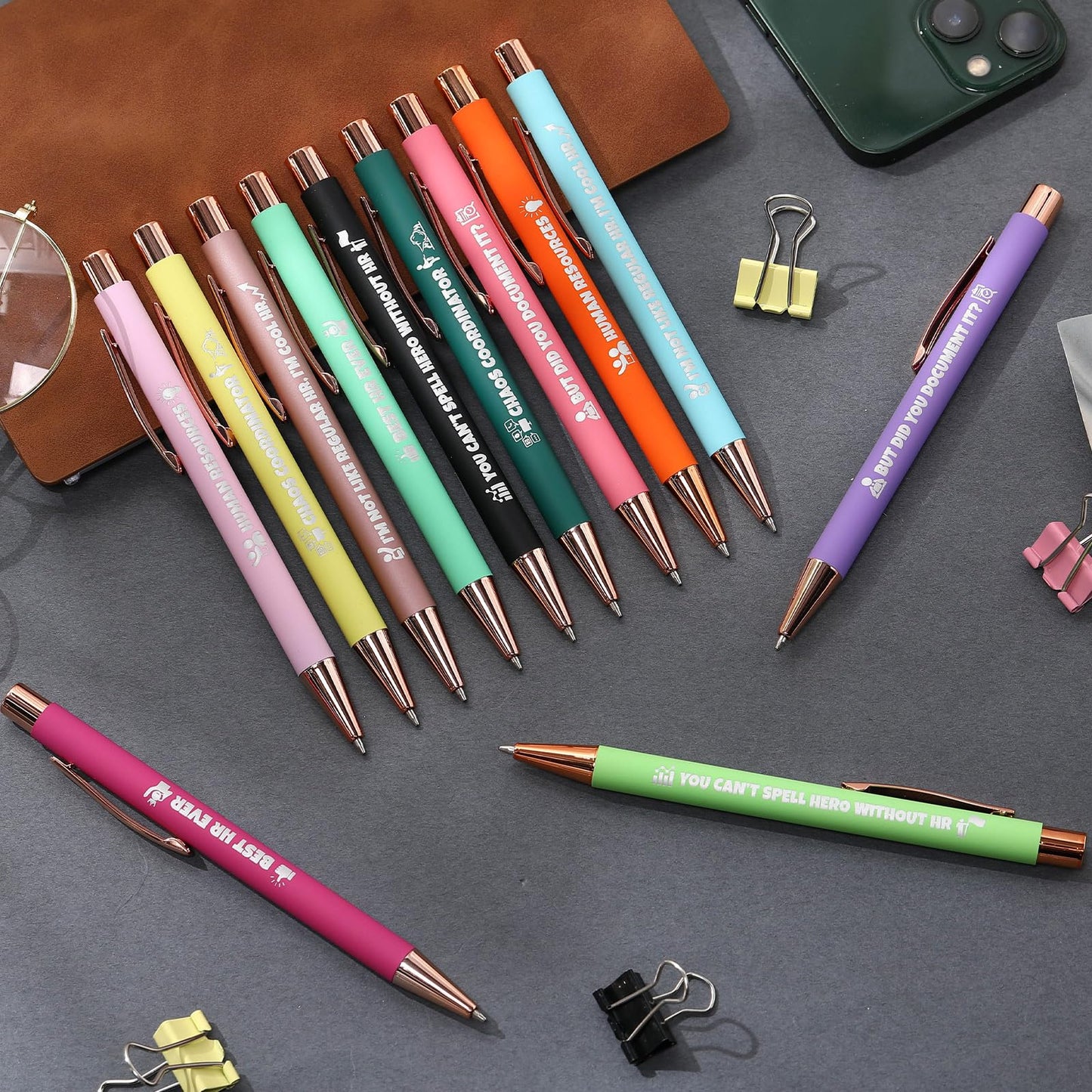 Sinload 24 Pcs Hr Human Resources Gifts for Women Hr Ballpoint Pen Bulk with Quotes, Funny Ballpoint Pens Appreciation Gifts Coworkers Office Christmas Supplies