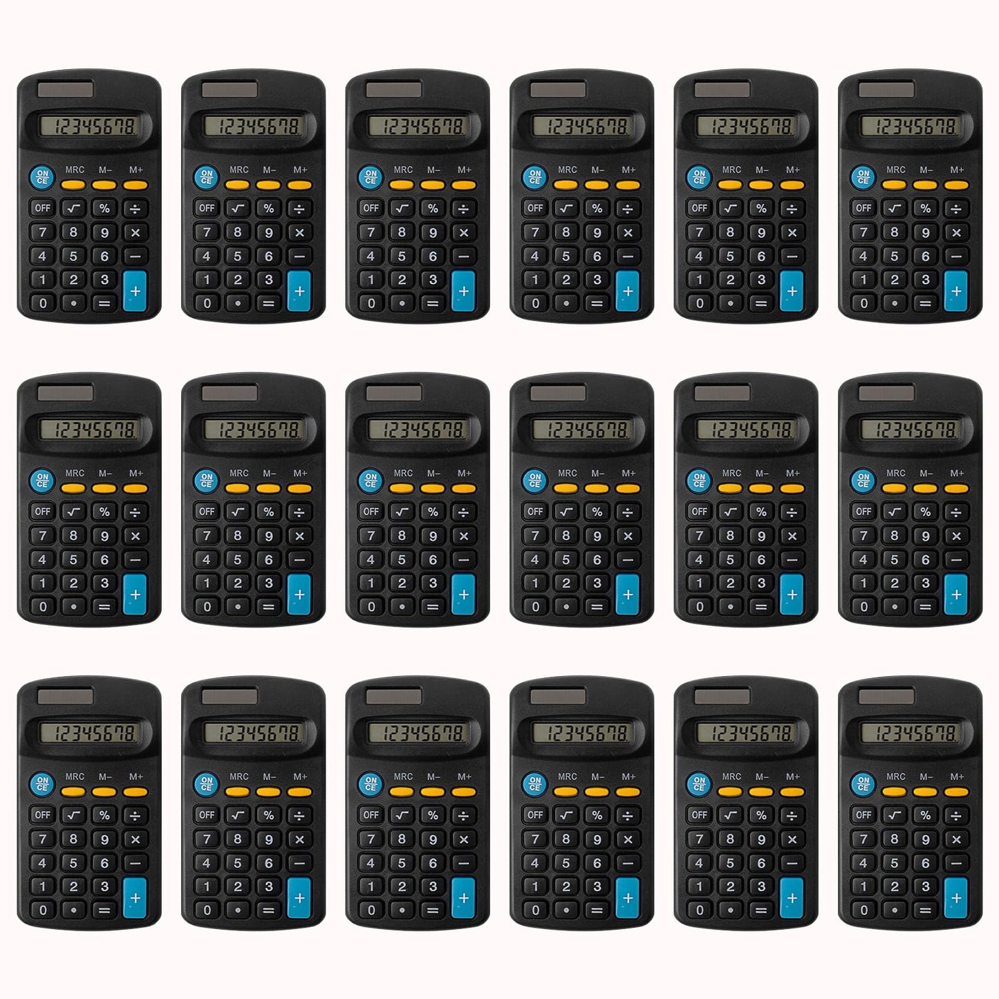 18 Pieces Basic Calculators, Pocket Size Mini Calculator Student Calculator Solar Battery Dual Power Handheld Calculator Bulk Small Calculator for Kids School Classroom Office Desktop, Black