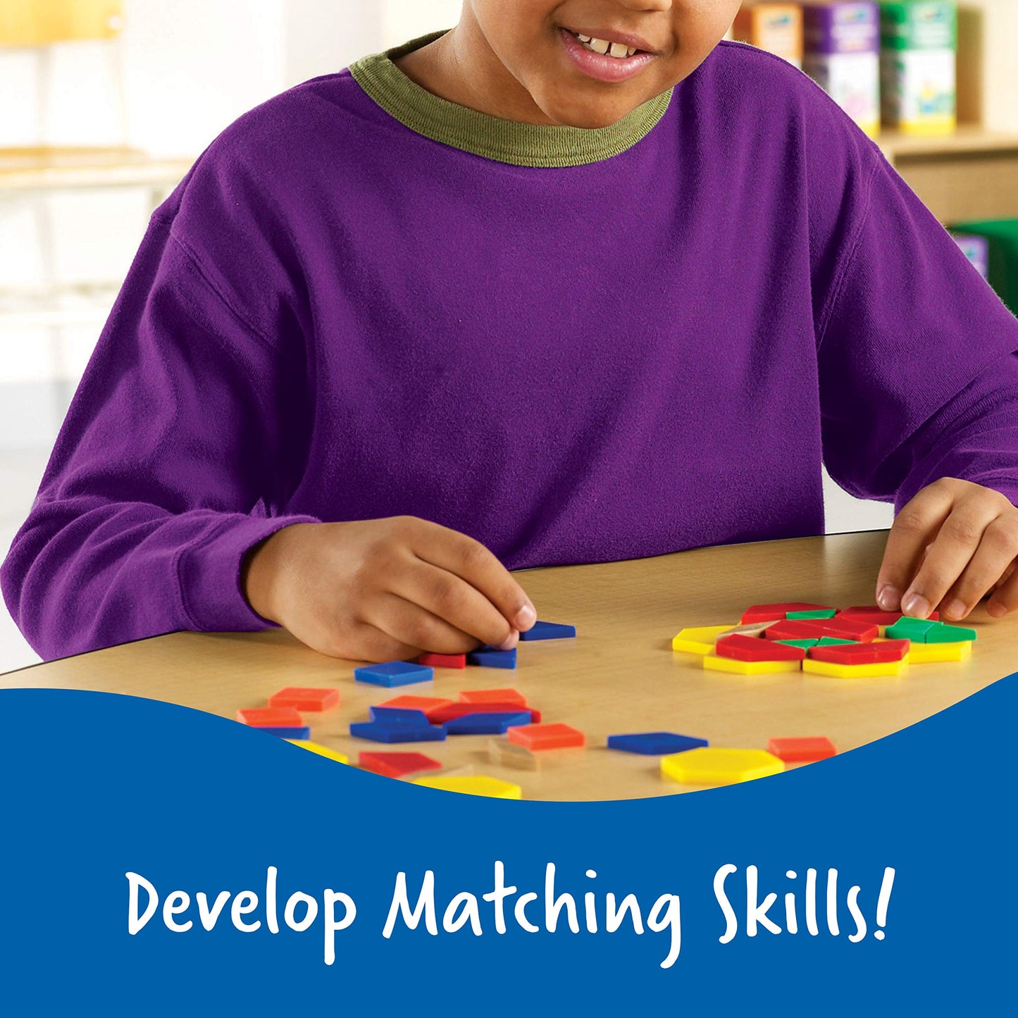 Learning Resources LER0134 Plastic Pattern Blocks, Shape Recognition, Early Math Skills, Set of 250, Ages 4+