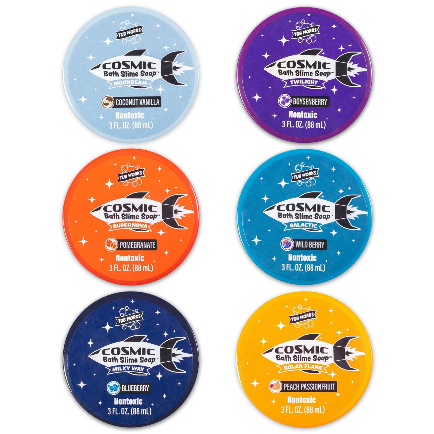 Tub Works™ Cosmic Bath Slime™ Kids Soap Bath Toy, 6 Pack | Stretchy, Squishy Slime Soap for Kids Bath | Fresh, Fruity Scents | Nontoxic | Sensory Fun Kids & Toddler Bath Toys