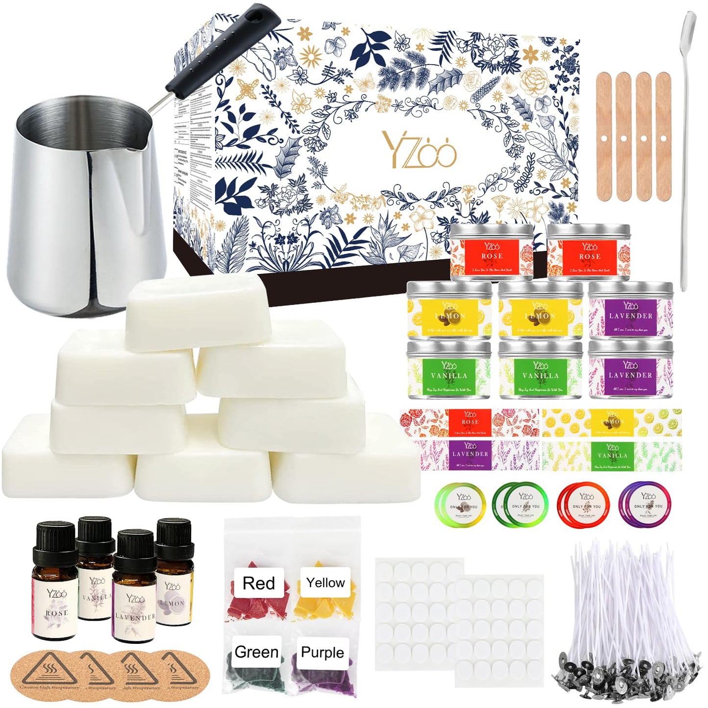 Complete Candle Making Kits for Adults Beginners,DIY Candle Making Supplies Include Soy Wax,Wax Melter,Scents,Dyes,Wicks,Wicks Sticker,Candle Tins & More-Full Candle Making Set - Arts & Crafts Kits