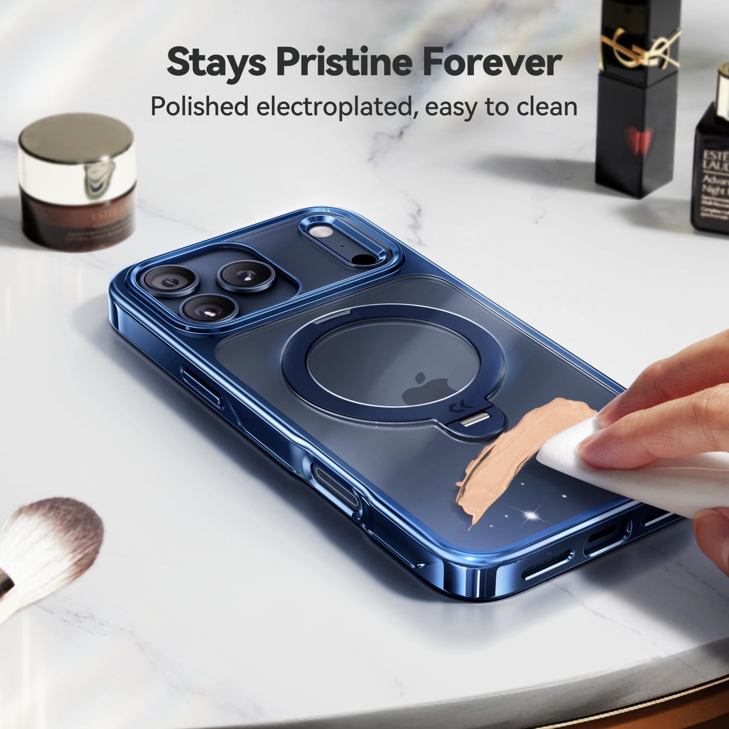 CASEKOO Official Blue for iPhone 17 Pro Max Case with 360 Spin Magnetic Stand [Fit for MagSafe][17FT Military Protection] Slim Polished for iPhone 17 Pro Max Case with Stand 6.9'', Blue