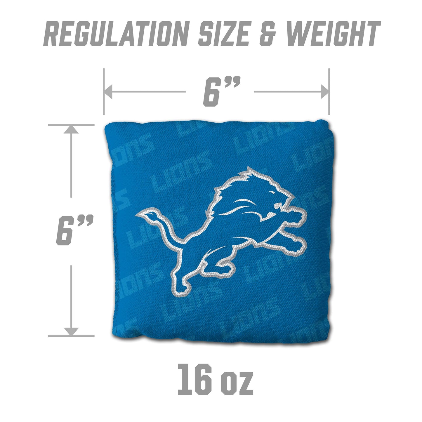 YouTheFan Officially-Licensed NFL Detroit Lions Set of 4 Cornhole Bags - All Weather Regulation 6” x 6” Size - 16oz Weight - Designed in USA