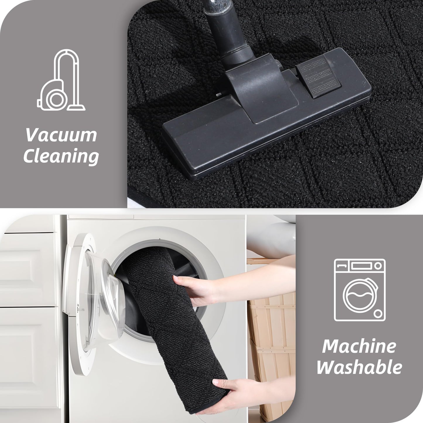 BEQHAUSE Door Mat 32" x 48", Front Back Door Mat Non-Slip, Absorbent Resist Dirt Entrance Doormat Low-Profile Floor Mats Washable Rugs for Entryway Welcome Mat, Black