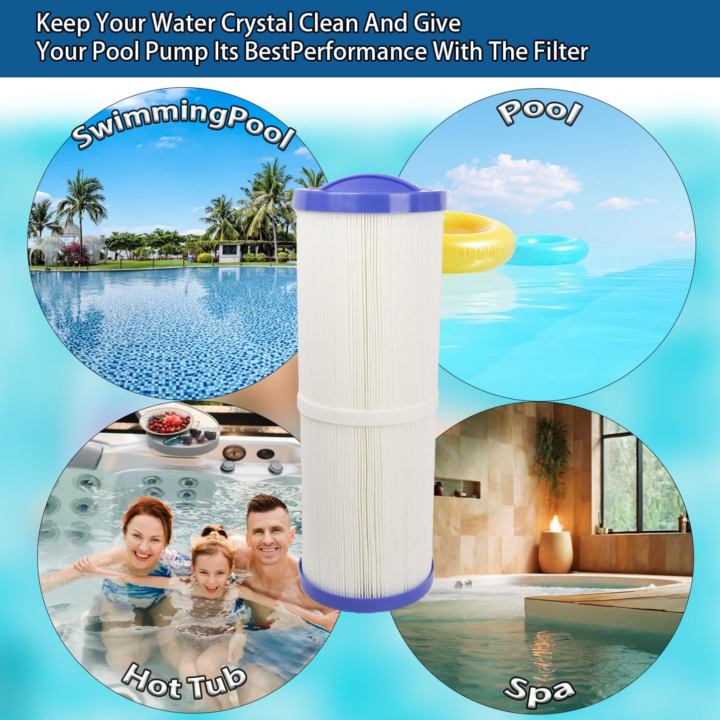 2 Pack 4CH-949 Spa Filter Cartridge Compatible with Pleatco PWW50L, Filbur FC-0172, SD-01143, 817-4050,Rising Dragon 50, Waterway Teleweir 50, hot tubs Filter Cartridge