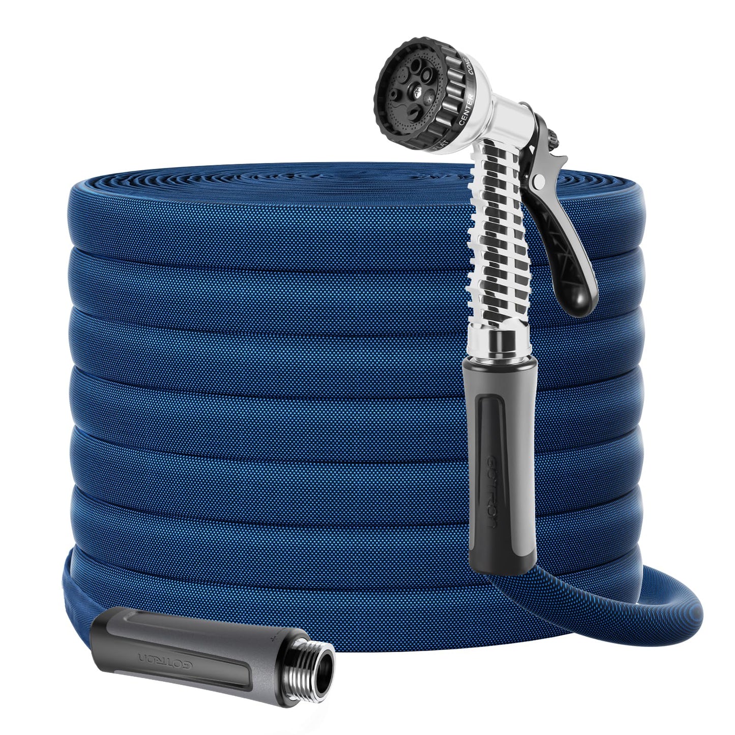 Gotron Garden Hose 50ft, Non-Expanding Lightweight Water Hose with 7 Function Nozzle & 360° Swivel Grip, Flexible, Kink-Free, Wear-Resistant, Leak-Proof, 3/4" Thickened Connector, Yard, Garden