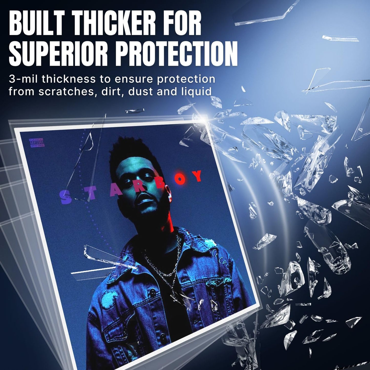 TNP 100 Vinyl Outer Sleeves Cover - Thick 3 Mil Vinyl Record Album Protective Sleeves 12.75" x 12.75" - Crystal Clear Plastic Record Sleeve for Single & Double LP Album Covers Storage Collection