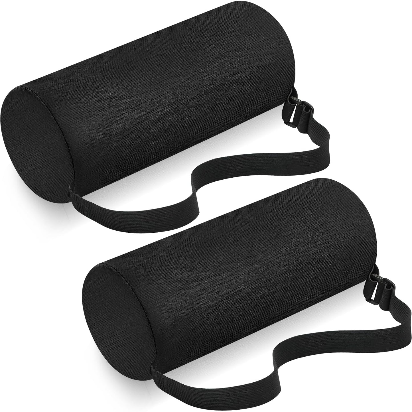 2 Pack Lumbar Roll Support Pillows, 11 Inch Neck Roll Pillow for Office Chair Car, Memory Foam Back Cushion with Adjustable Strap and Washable Cover