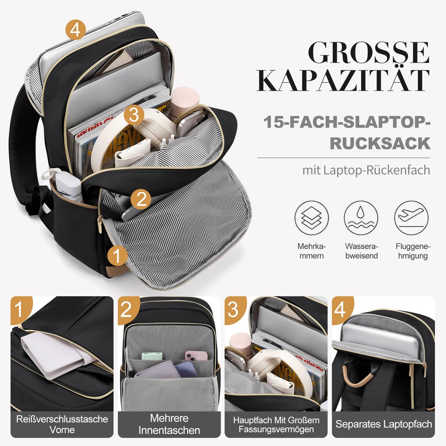 VNINE 16 Inch Laptop Backpack for Women, Light Work Bag, Fashion Waterproof, Stylish, Travel Backpacks, Casual Daypacks, for College, Business