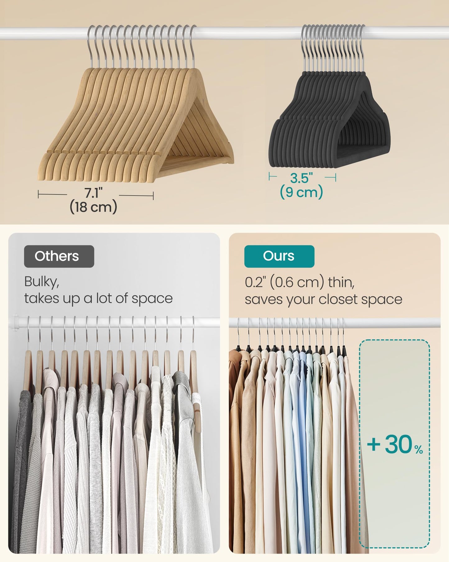 SONGMICS Velvet Hangers, Non-Slip Clothes Hangers with Silver-Colored Swivel Hooks, Slim Space-Saving for Closet, Heavy-Duty, Black 60 Pack UCRF036BZ01