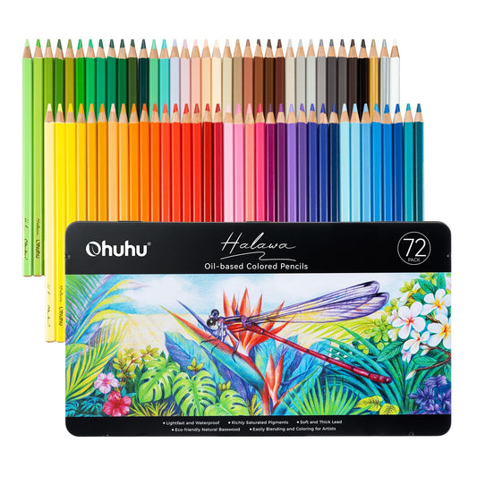 Ohuhu Colored Pencils 72-color: Oil-based Drawing Pencils for Coloring Portrait Sketching Landscape, Durable Soft Core, Professional Color Pencils 72 Pack for Artist, Adult & Beginners, Halawa Series