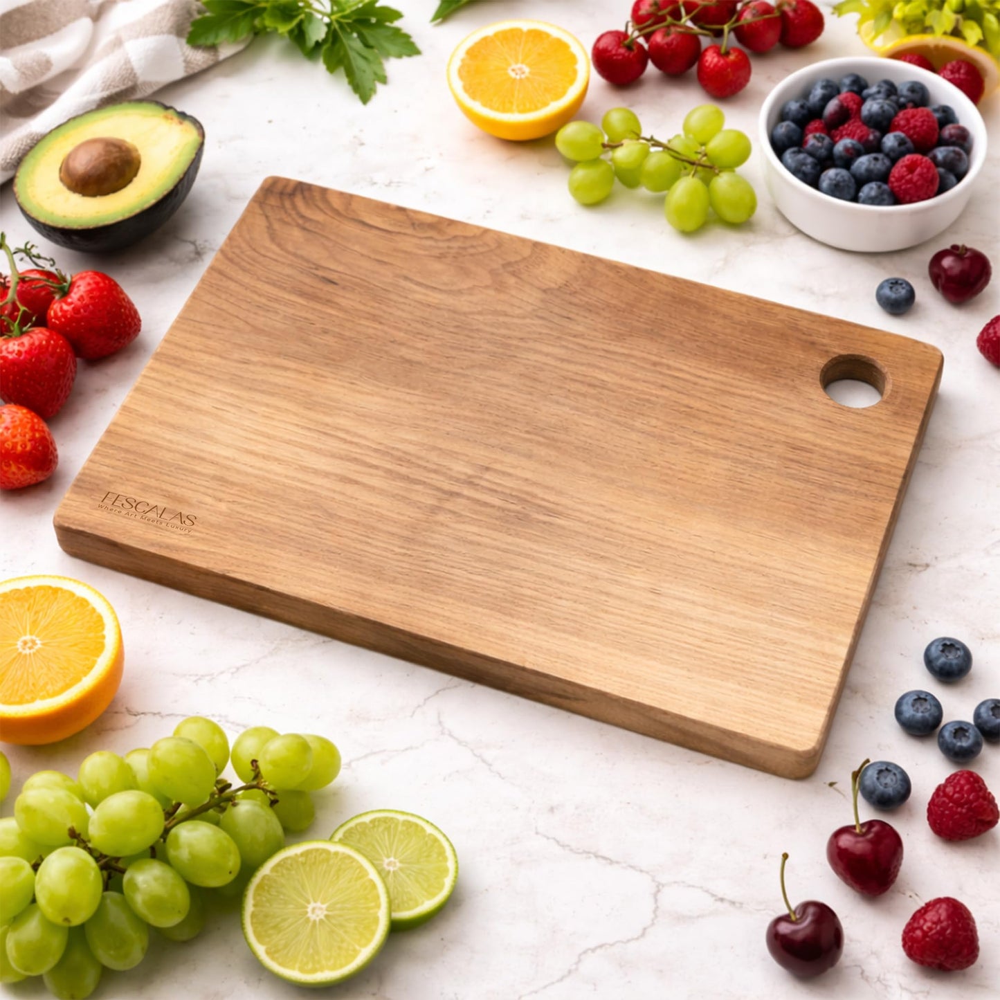 Fescalas Canadian Maple Handmade Cutting Board 15"x9" Butcher Block - Heavy Duty Hardwood Chopping Board for Kitchen - Made in Canada