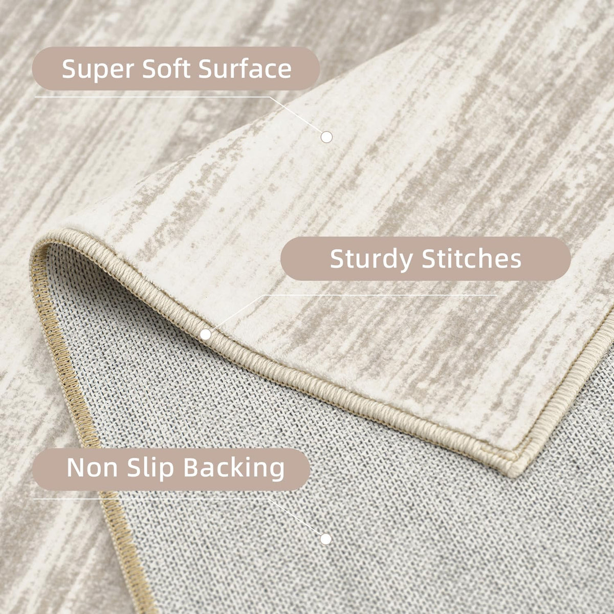 tchdio Abstract Runners for Hallways - 2x6 Runner Rug Washable Non Slip, Modern Abstract Carpet Ultra Soft Kitchen Runner, Low Pile Rugs for Entryway Bedside Laundry Room Brown