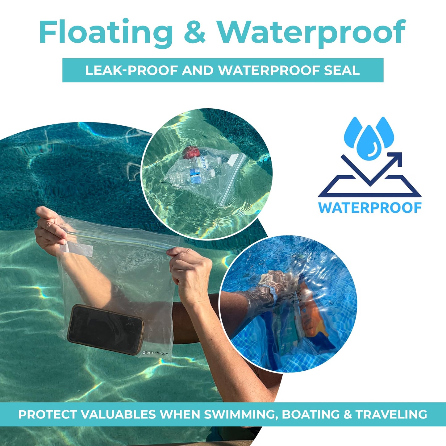 Zippy Sealz V3 1/2 Lb Smell Proof Bags 28x30cm, 100 Pack Double Zipper Reusable Waterproof Floating Ziplock Bags with Quick Zip Tool, Extra Thick 3.5 Mil BPA Free for Herbs, Food & Valuables