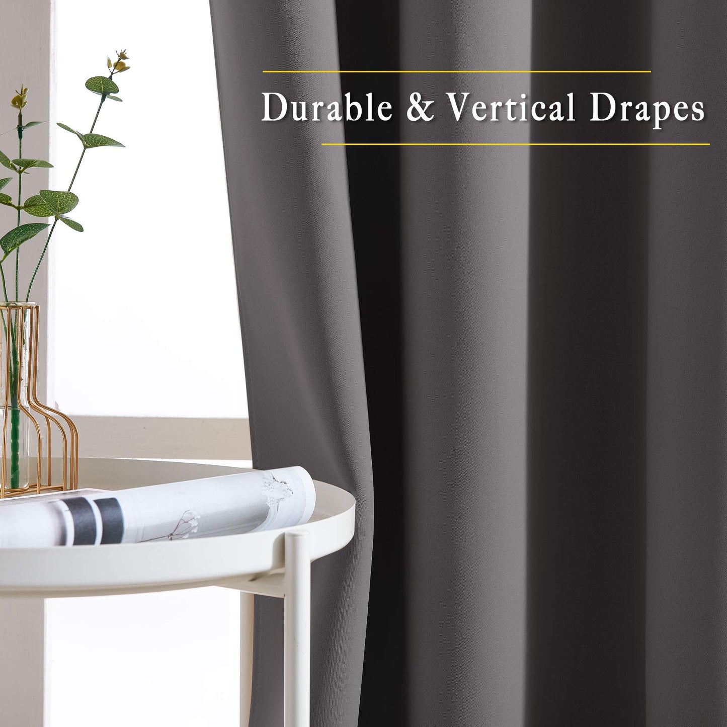 NICETOWN 80 Wide Blackout Curtain 2 Panels Set - Thermal Insulated Grommet Curtains Drapes for Living Room/Bedroom (Grey, W80 x L84 Inches, 2 PCs)