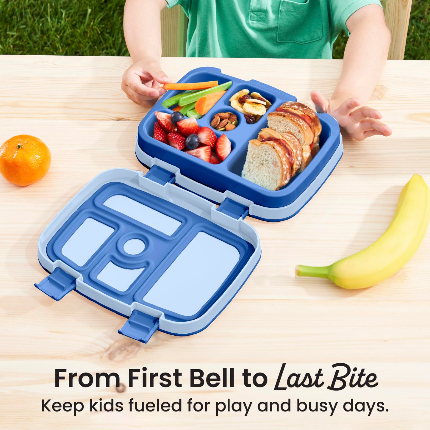 Bentgo® Kids Bento-Style 5-Compartment Lunch Box - Ideal Portion Sizes for Ages 3 to 7 - Leak-Proof, Drop-Proof, Dishwasher Safe, BPA-Free, & Made with Food-Safe Materials (Blue)